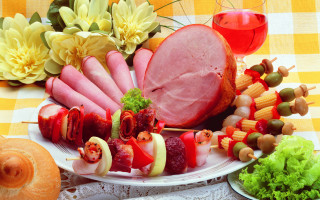 Plate food meat vegetables wine - arcimboldo free wallpaper
