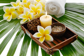 Tray candle oats towel flowers - a tray free wallpaper