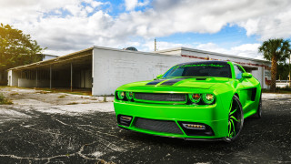 Green car parking lot building 3 - a green car free wallpaper for desktop