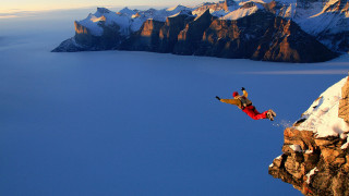 Mountain cliff jumping snowboard outdoors - extreme illustration free wallpaper
