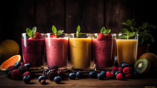 Smoothies fruit glasses woodenwall bluebutterfly - a wooden wall free wallpaper