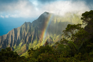 Rainbow mountain horizon nature sunset - mystical free wallpaper