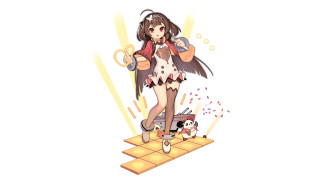 Cartoon girl dog kite platform - a platform free wallpaper