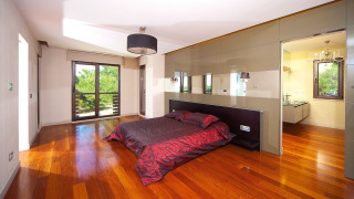 Bedroom mirror balcony trees photorealism - a balcony free wallpaper