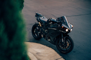 Black motorcycle road bush sidewalk - cobra free wallpaper