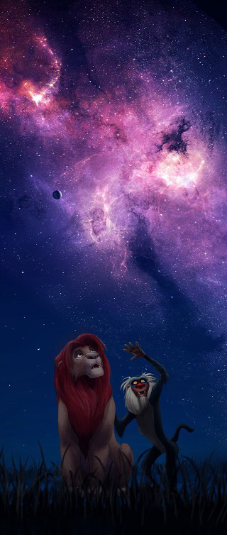 Lion lioness galaxy background stars - a matte painting free wallpaper