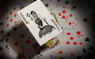 Woman playing card deck illusion - abstract illusionism free wallpaper