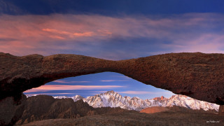 Rock arch mountain sunset sky - art free wallpaper
