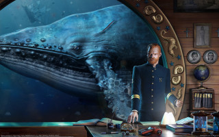 Man whale planet clock desk - magical free wallpaper for desktop