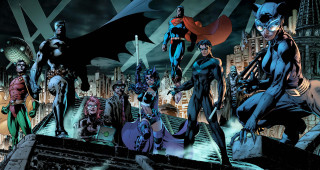 Batman characters night city bats - overhead free wallpaper