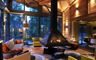 Living room fireplace windows furniture 2 - warm free wallpaper