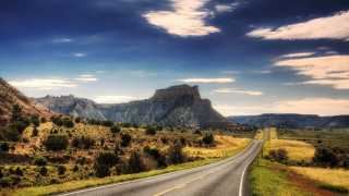 Long road mountain cloudy sky 2 - a long road free wallpaper