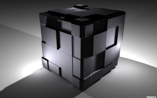Black cube raytraced abstract ambient - ernő rubik free wallpaper
