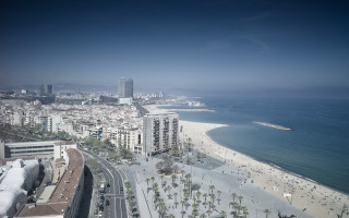 Beach cityscape bridge sky water - arthur b. carles free wallpaper