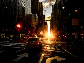 Cityscape sunset ferriswheel lamppost reflection - sunset time free wallpaper