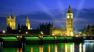 Clock tower city night bridge 2 - a bridge in front free wallpaper