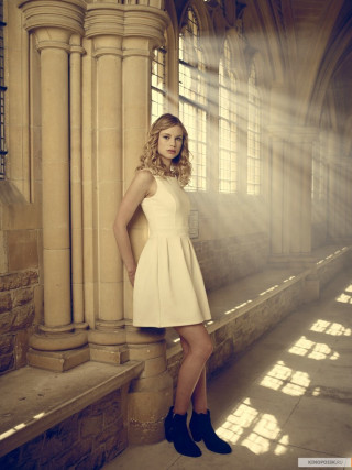 Woman white dress sunlight building - sunlight free wallpaper