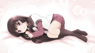 Woman laying cell phone pink - her stomach free wallpaper