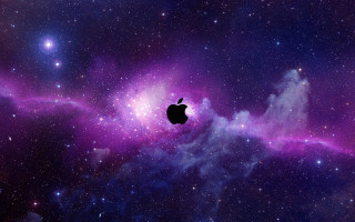 Purple blue space stars black - a black apple logo free wallpaper
