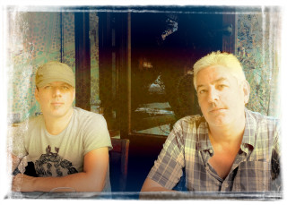 Two men sitting table food 2 - lostfish free wallpaper