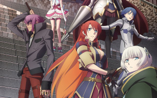 Anime characters stairs arms behind - their back free wallpaper