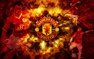 Manchester united soccer player kicking - poster free wallpaper