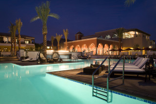 Pool lounge chairs palm trees 2 - elbridge ayer burbank free wallpaper