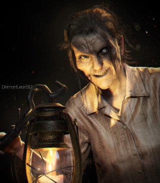 Creepy woman holding lantern glowing - realistic character concept free wallpaper