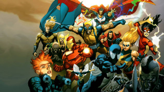 Cartoon characters group sky lightning - alan davis free wallpaper