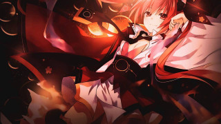 Anime girl red hair white 5 - a red cape free wallpaper