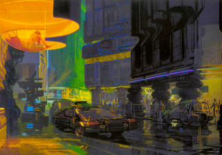 City street night car parked - drew struzan free wallpaper