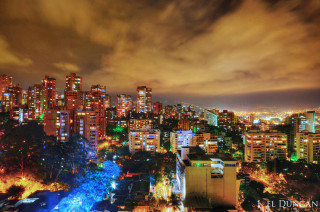 City skyline night colorful cloudy - night free wallpaper
