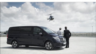 Black van man suit helicopter - action scene free wallpaper