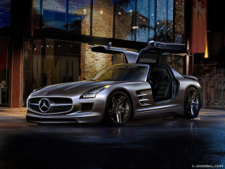 Silver mercedes sls amg night 2 - its door free wallpaper