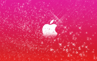 Pink red background white apple 2 - holography free wallpaper