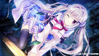 Anime girl long white hair 9 - a blue sky free wallpaper