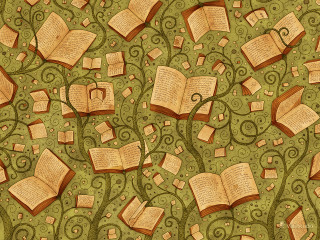 Tree books flying branches swirly 2 - branch free wallpaper
