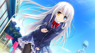 Anime girl white hair bow - a character portrait free wallpaper