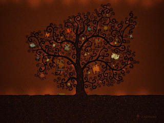 Tree pictures night red background - many free wallpaper
