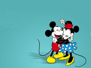 Mickey mouse couple hugging blue - top of them free wallpaper