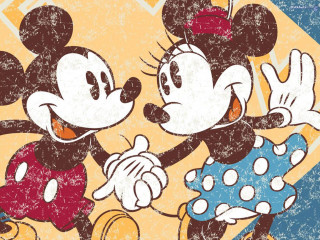 Cartoon dancing couple blue yellow - polka dot free wallpaper
