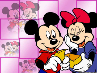 Mickey minnie mice pink background - square free wallpaper
