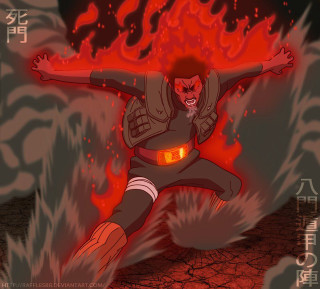 Cartoon character flying fire red - sōsaku hanga free wallpaper