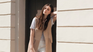 Woman looking window building hand - outside free wallpaper