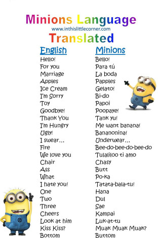 Minion language poster rainbow background - free animals wallpaper