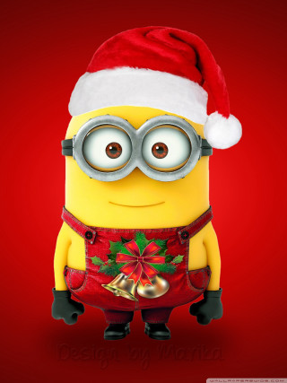 Minion santa hat glasses bells - its chest free wallpaper