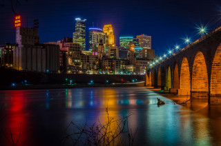 Bridge river city night lights 9 - erlund hudson free wallpaper