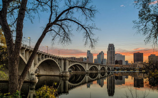 Bridge river city sunset dawn 5 - a bridge over a river free wallpaper
