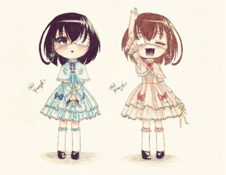 Two girls dresses anime naive - naive art free wallpaper for desktop