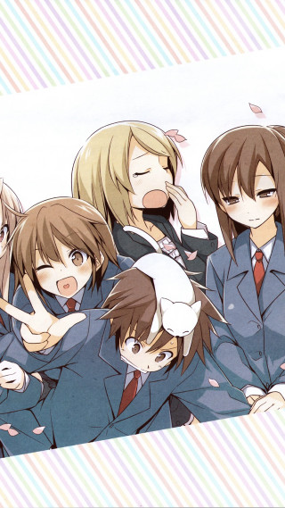 Anime girls school uniforms group - the camera free wallpaper